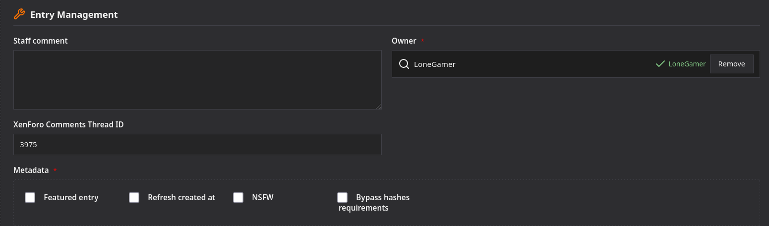 Entry management